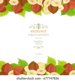 banner with delicious hazelnuts on white background for your design