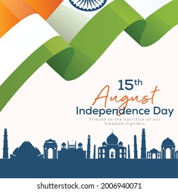 Banner design of 15 august happy independence day template.