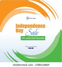 Banner design of 15 august happy independence day sale template.