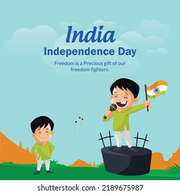 Banner design of 15 august happy independence day template.