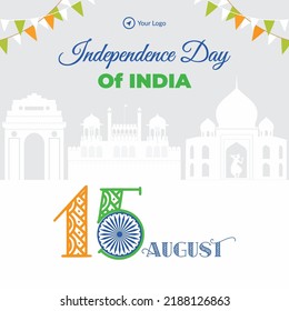 Banner design of 15th august happy independence day template.