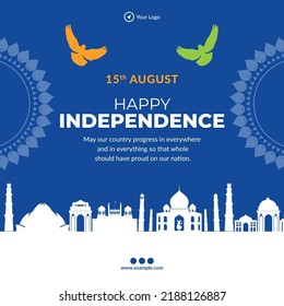 Banner design of 15th august happy independence day template.