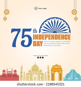 Banner design of 15th august happy independence day template. 