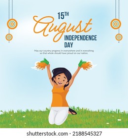 Banner design of 15th august happy independence day template. 