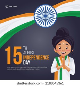 Banner design of 15th august happy independence day template. 