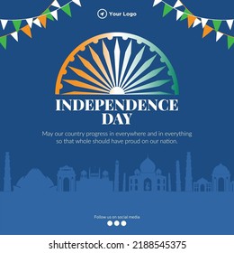 Banner design of 15th august happy independence day template. 