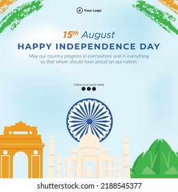 Diseño de carteles de la plantilla del día 15 de agosto de feliz independencia. 