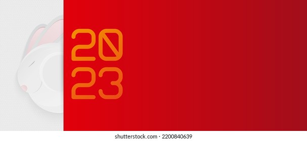 Banner design for the 2023 celebration of the Year of the Rabbit. Vector template.