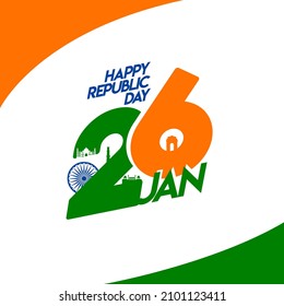 Banner design of 26th January Happy Republic Day of India template with monuments