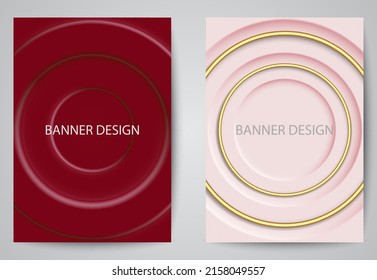Banner design with abstract illustration in neomorphism style. Minimal wallpaper, background. Geometric background with light and shadow.