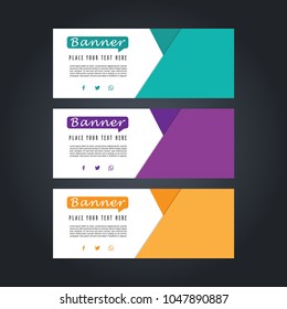 Banner design. Abstract poster vector. Facebook cover. Green banner. Purple poster. Orange background. Gift card, sale voucher. Vector illustration