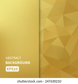 Banner design. Abstract template background with gold triangle shapes. Vector illustration EPS10