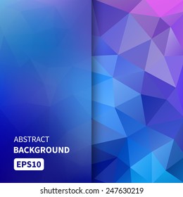 Banner design. Abstract template background with blue triangle shapes. Vector illustration EPS10