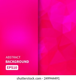Banner design. Abstract template background with pink triangle shapes. Vector illustration EPS10