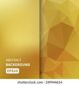 Banner design. Abstract template background with gold triangle shapes. Vector illustration EPS10