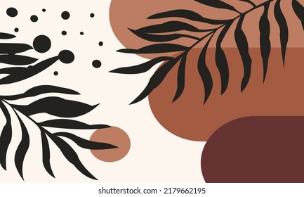 banner design with aesthetic background. brown color abstract design with leaf elements