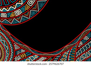 Banner design with African ethnic tribal clash ornament pattern background Vector illustration.