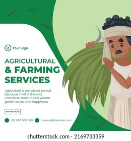 Banner design of agricultural and farming services cartoon style template.