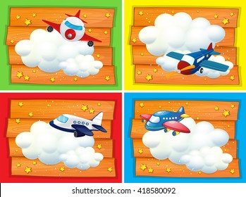 Banner design with airplanes in the sky illustration