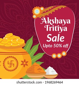 Banner design of Akshaya Tritiya sale template. Vector graphic illustration.
