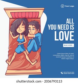 Banner design of all you need is love template.