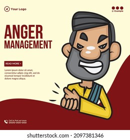 Banner design of anger management cartoon style template.