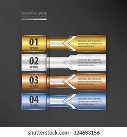 banner design arrow style   gold, bronze, silver, blue color