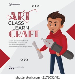 Banner design of art class learn craft template. 