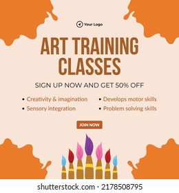 Banner design of art training classes template.