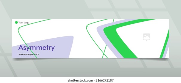 Banner design in asymmetric concept with green colored triangle