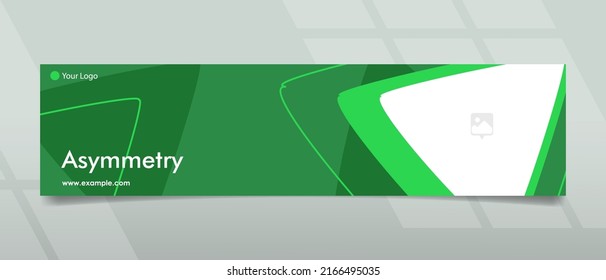 Banner design in asymmetry concept with green color and triangle shape