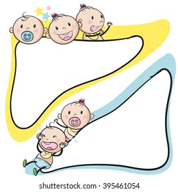 Banner design with babies smiling illustration