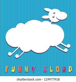 Banner design background, greeting Card. Vector frame./ Funny cloud