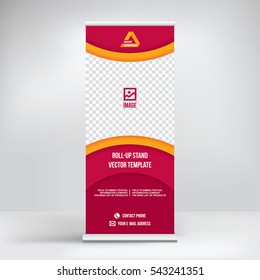 Banner design background, modern business concept. Graphic template roll-up for exhibitions, presentations, advertising display for placement of photos, text. Universal banner for seminar, vector
