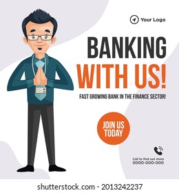 Banner design of banking with us template.