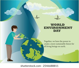 Banner design with a beautiful art and illustration about world environment day.