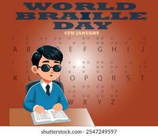 Design de banner com uma bela arte e ilustração sobre o dia mundial de braille.