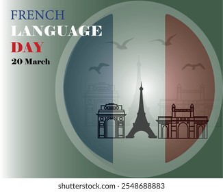 Banner design with a beautiful art and illustration about French language day.