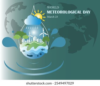 Banner design with a beautiful art and illustration about World Meteorological Day.