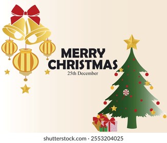 Banner design with a beautiful art and illustration about Christmas day.
