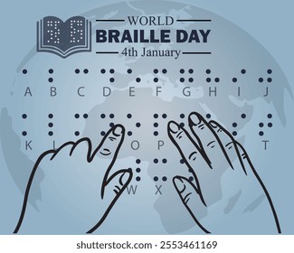 Banner design with a beautiful art and illustration about World Braille Day.