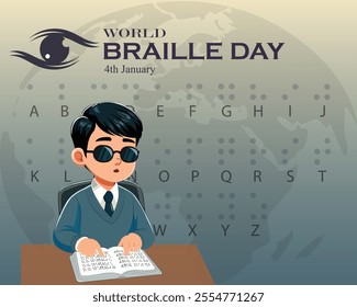 Banner design with a beautiful art and illustration about World Braille Day.