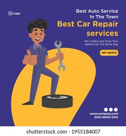 Banner design of best car auto repair services template. Vector graphic illustration.