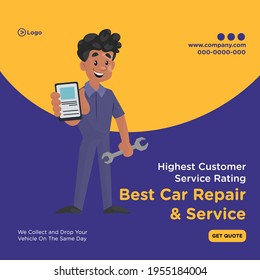 Banner design of best car repair and service template. Vector graphic illustration.