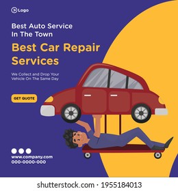 Banner design of best car repair services template. Vector graphic illustration.