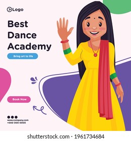 Banner design of best dance academy cartoon style illustration.