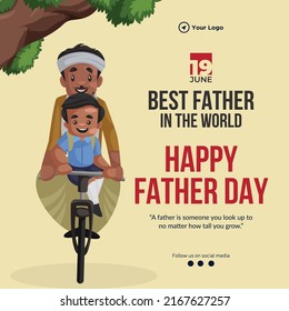 Banner design of best father in the world happy father's day template.