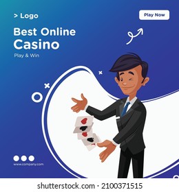 Banner Design Of Best Online Casino Cartoon Style Template 