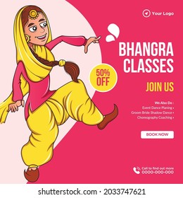 Banner design of bhangra classes template.