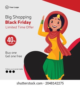 Banner design of big shopping black Friday limited time offer template.